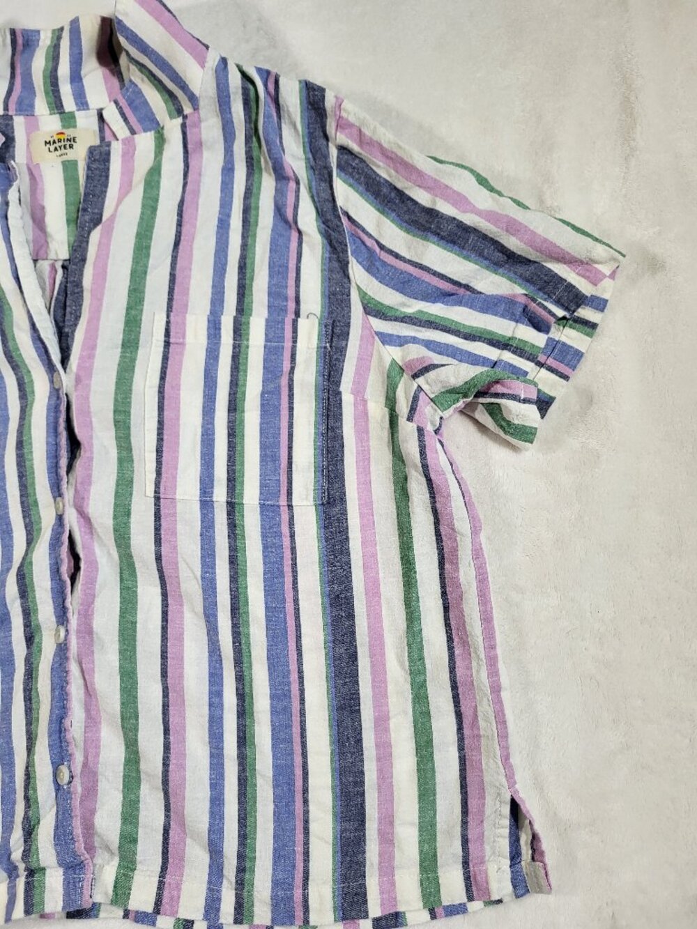Marine Layer - Lucy SS Resort Shirt - Cool Stripes - Large - Picture 5 of 9